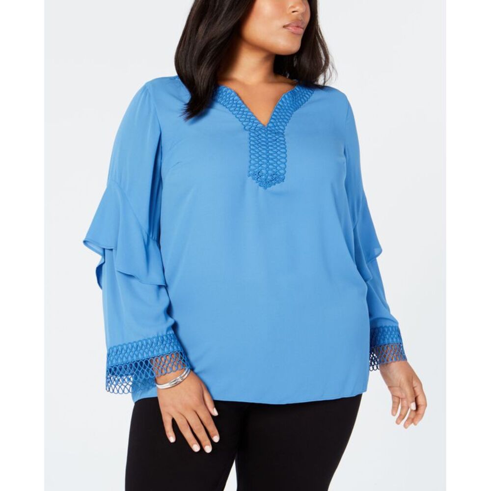 Alfani Plus Size Crochet Trim Top